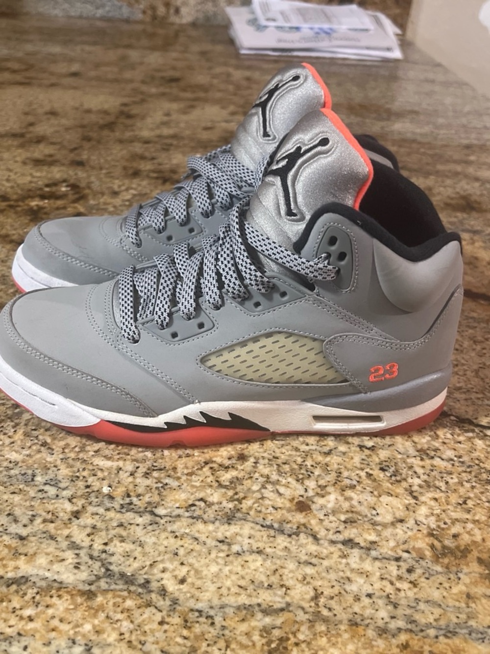 Jordan Men’s Grey Sneakers with Infrared Accents